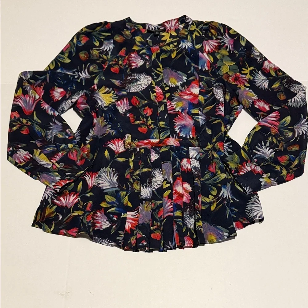 J. Crew Multicolor Floral Blouse XS 100%silk
